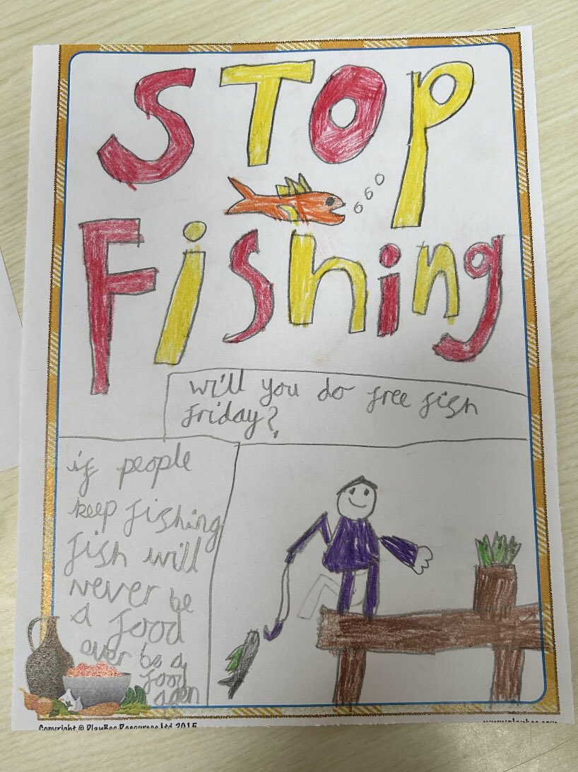 SHPS_Fenham's tweet image. In DT this week, Year 3 have been making posters to encourage the Fish Free Friday campaign. Fish Free Friday challenges people to help protect our oceans by removing seafood from their diet at least one day a week. #fishfreefriday #saveouroceans