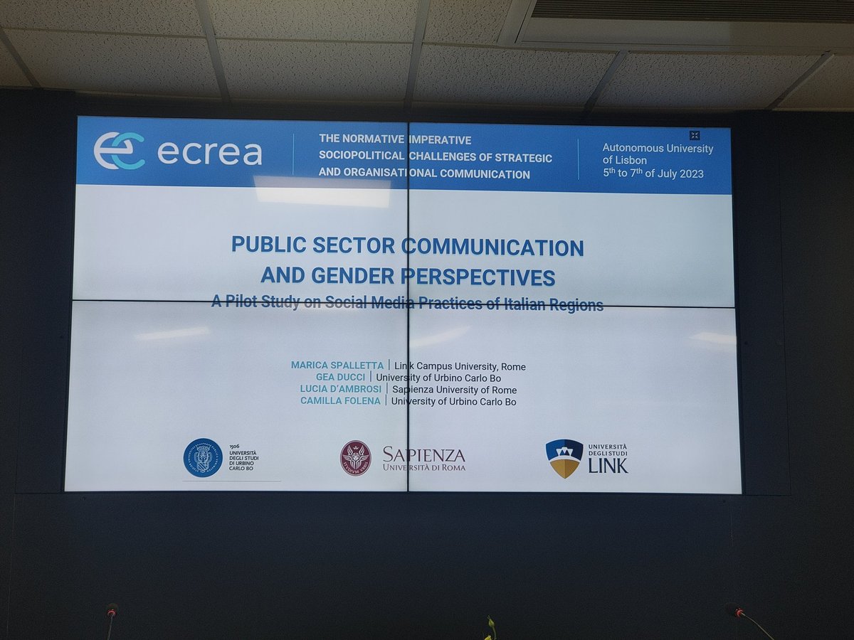 Paolo_Brescia_'s tweet photo. At @ecreaosc a very nice presentation owned by Sapienza/Link Campus/Urbino professors and Phd colleagues @geaducci @LuciaDambrosi @maricaspalletta @CamFolena #publiccommunication #gender https://t.co/YA0DbImwDJ