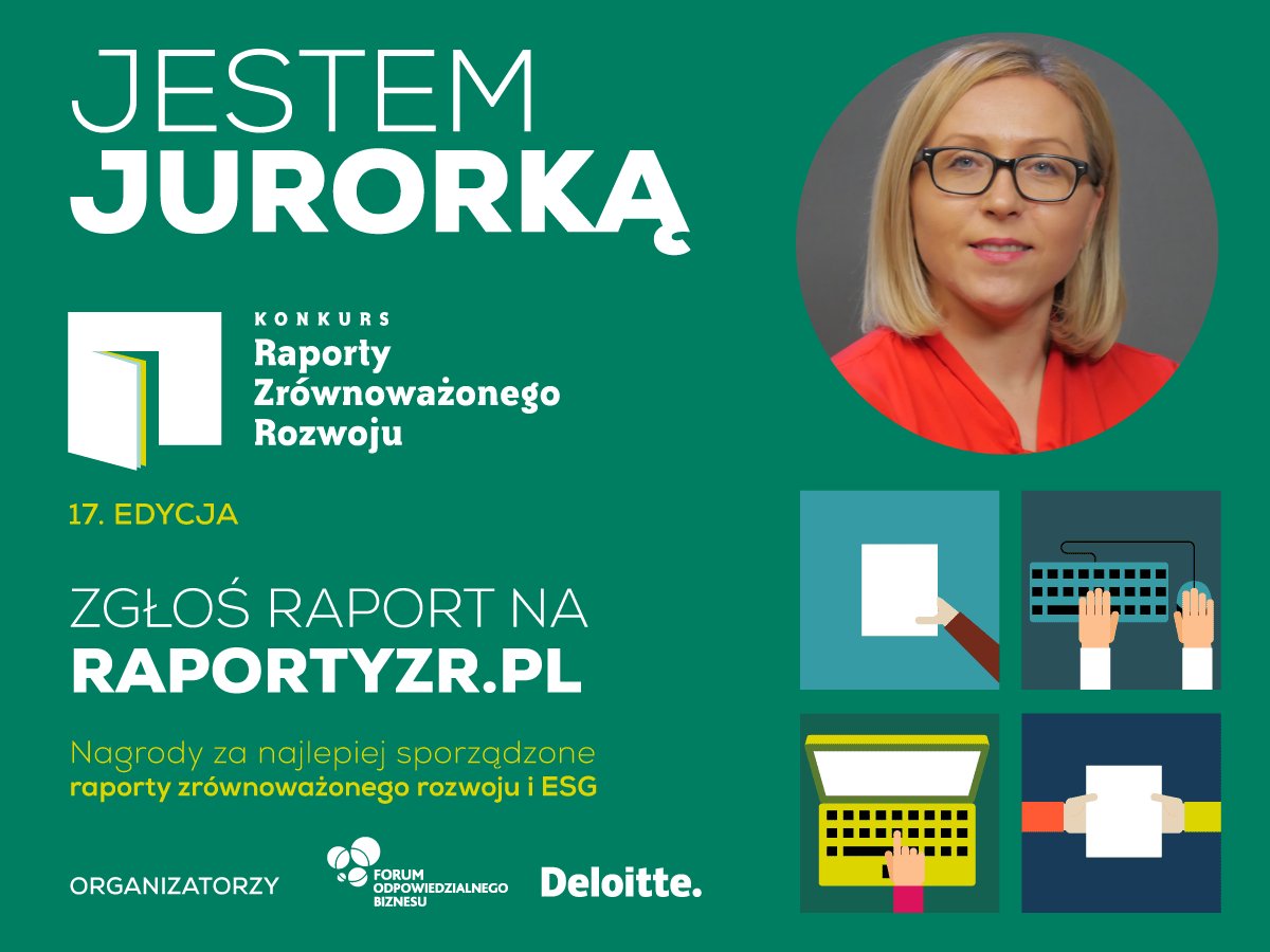 KitlasMagdalena's tweet photo. 📣 JESTEM JURORKĄ Konkursu „Raporty Zrównoważonego Rozwoju” organizowanego przez @Forum Odpowiedzialnego Biznesu i @Deloitte
Trwa nabór zgłoszeń 👉 https://t.co/WgOsrBc7Wl
#CSRwPL #raportyESG #sustainability #ESGreporting #raportowanie #raportyzrównoważonegorozwoju @PracodawcyRP https://t.co/MKtmbDlMnA
