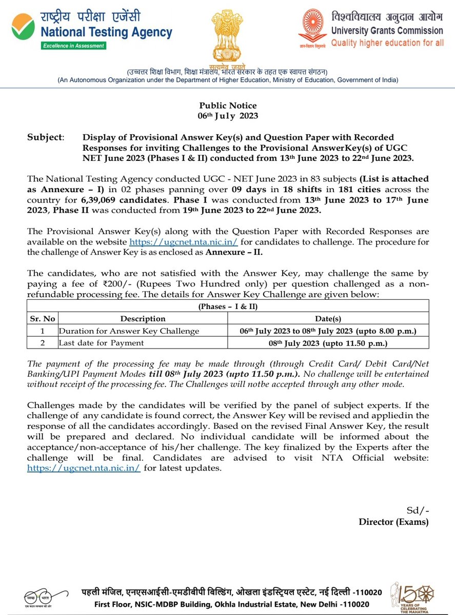 Surender_10K's tweet image. NTA UGC NET June 2023 Official Answer Key Released
#NTA #UGCNET #AnswerKey