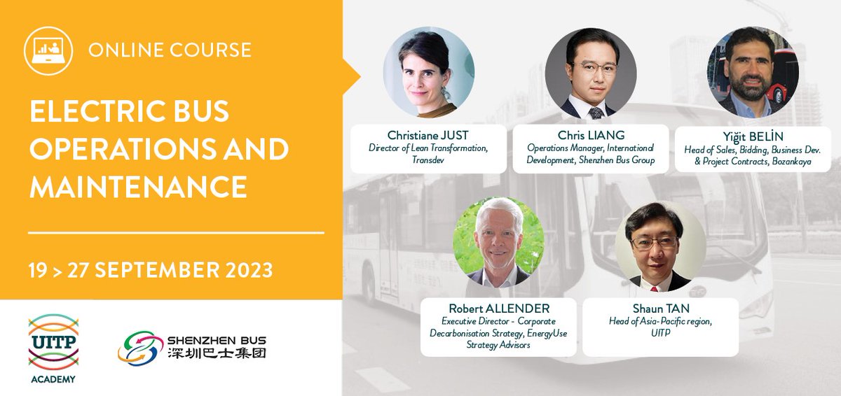 💻 Don’t miss 'Electric Bus Operations and Maintenance', an #OnlineCourse for a comprehensive overview on the successful management of your electric bus networks 🚌🚍

As #ZeroEmissions become a priority for cities, urban bus networks need to transition to a fully electric