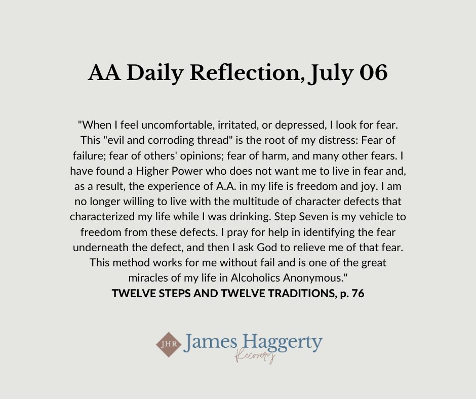 jhaggerty2's tweet image. Today's #AADailyReflections is about identifying fear, the root of our discomfort. In recovery, we find a Higher Power who helps us overcome these fears. Step Seven is our path to freedom. Every fear faced is a step towards freedom. Stay strong! 💪

#StepSeven #recoveryjourney