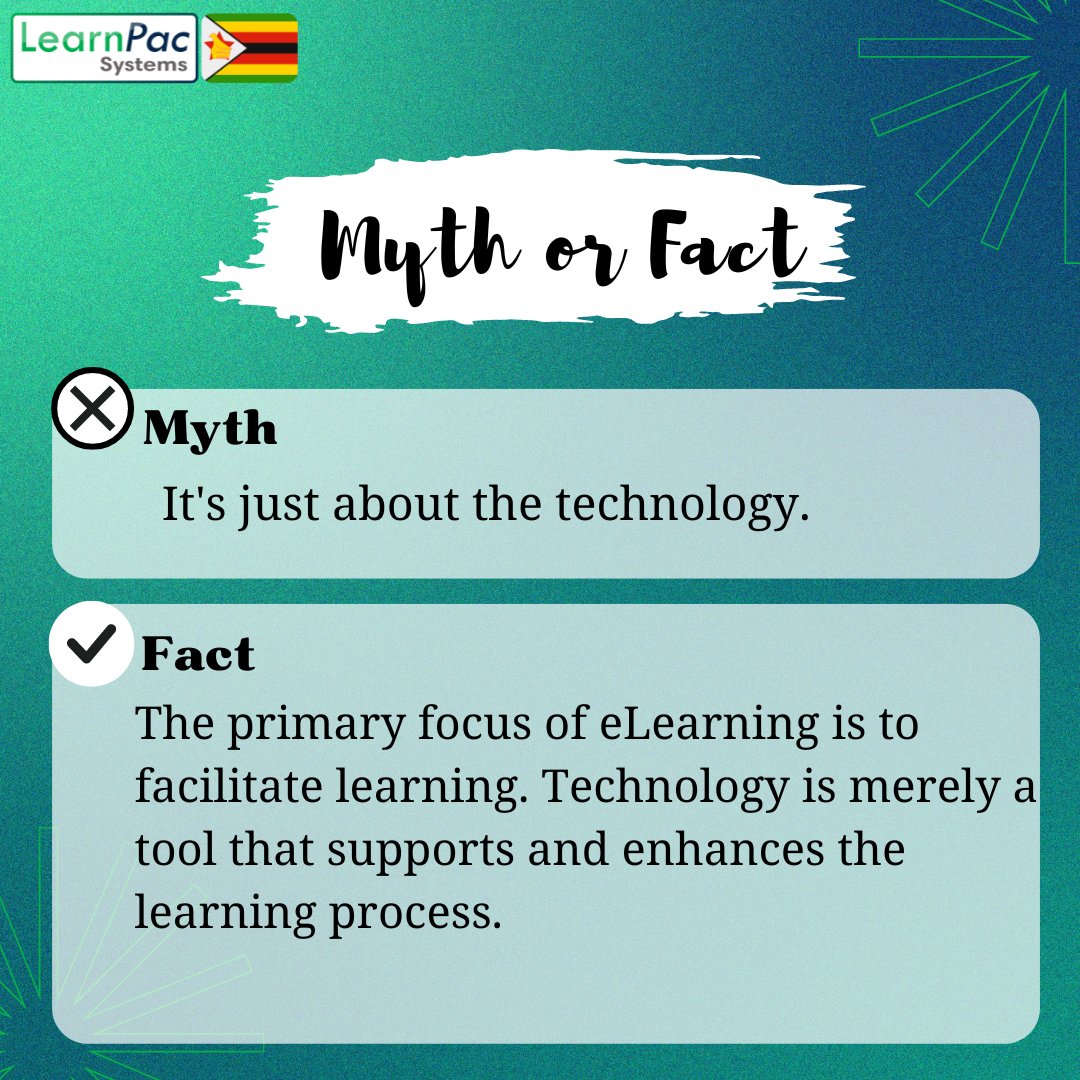 When it comes to #eLearning, it's important to clarify a common #misconception. While #technology plays an integral role, it is not the sole focus. Don't be fooled. Start your elearning journey now! hubs.ly/Q01WMpS30
#LearningAndTechnology #EducationEvolved #zimbabwe