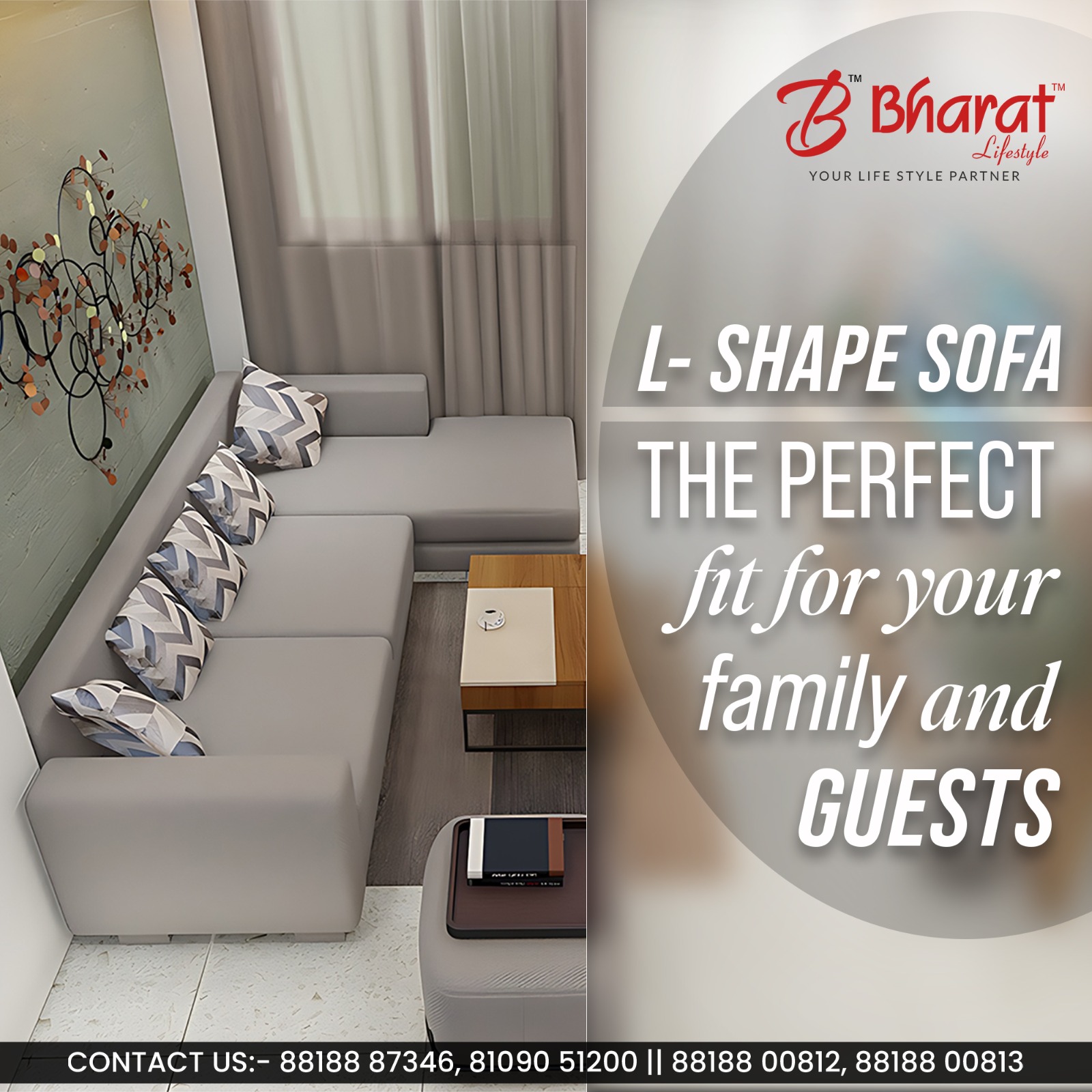 Bharat lifestyle l shape cheap sofa