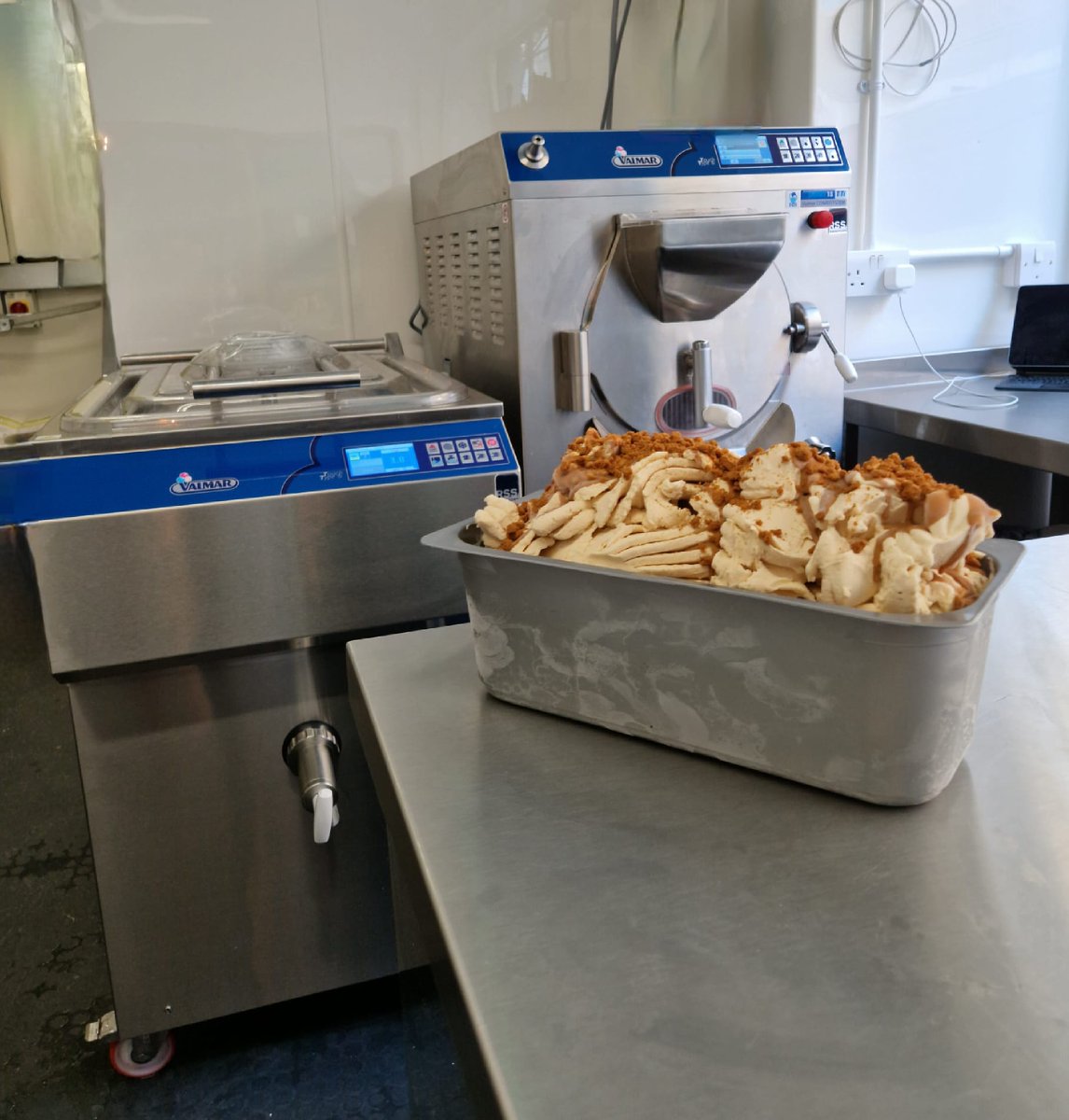 New shiny Valmar Sweety 180TTi pasteuriser (180 litre) and Valmar Snowy 18TTi batch freezer in their new home <a href="/llanfaesdairy/">LlanfaesDairy</a> . Perfect for filling a whopping 48 pan ice cream display! #bigmachines #icecream #valmar #pasteuriser #batchfreezer <a href="/valmarglobal/">valmar</a>