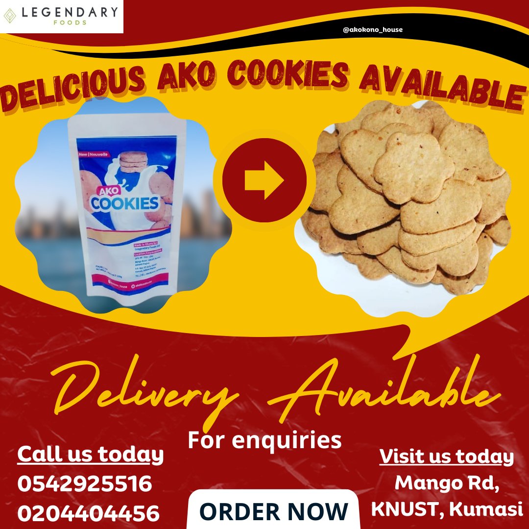 EatSantay's tweet photo. Life is better with fresh baked #cookies. Try Palm Larvae (Akokono) biscuits today and boast your nutrients level. Call us now on 054 292 5516 or 020 440 4456 we will deliver to your doorstep or pass by our cafe on KNUST, Mango road we got you covered. #PalmLarvae #LegendaryFoods https://t.co/SSV0svybR1