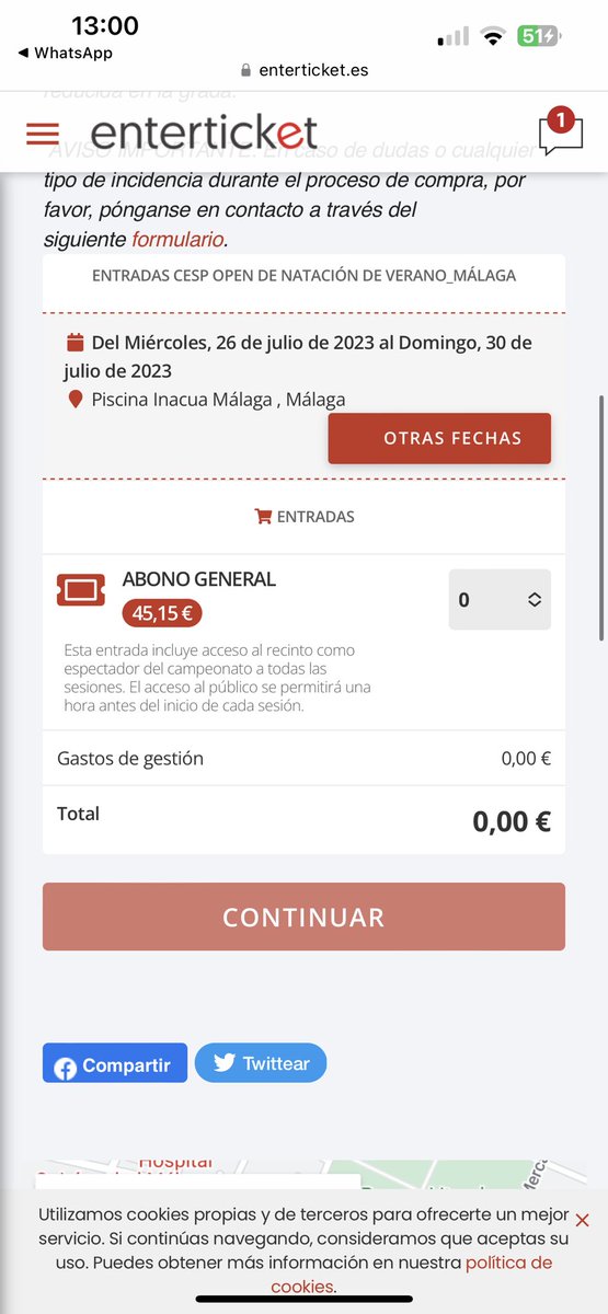 la ilusión que me hacía decirle a mis amigos, familia, vecinos… que vinieran a verme en el Campeonato de España, que por fin es en MÁLAGA, y la vergüenza tener que decirle que la entrada vale dinero… 
patetico
