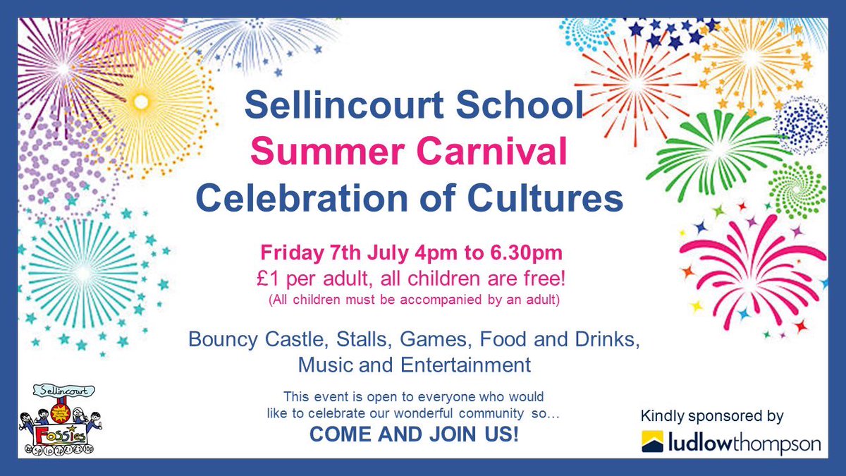 Join us tomorrow for fun in the sun at Sellincourt Primary School. 🎡 ☀️ Everyone is welcome! A huge thanks to our brilliant local sponsors <a href="/lt_tooting/">ludlowthompson</a> See you there! 🥳🥳