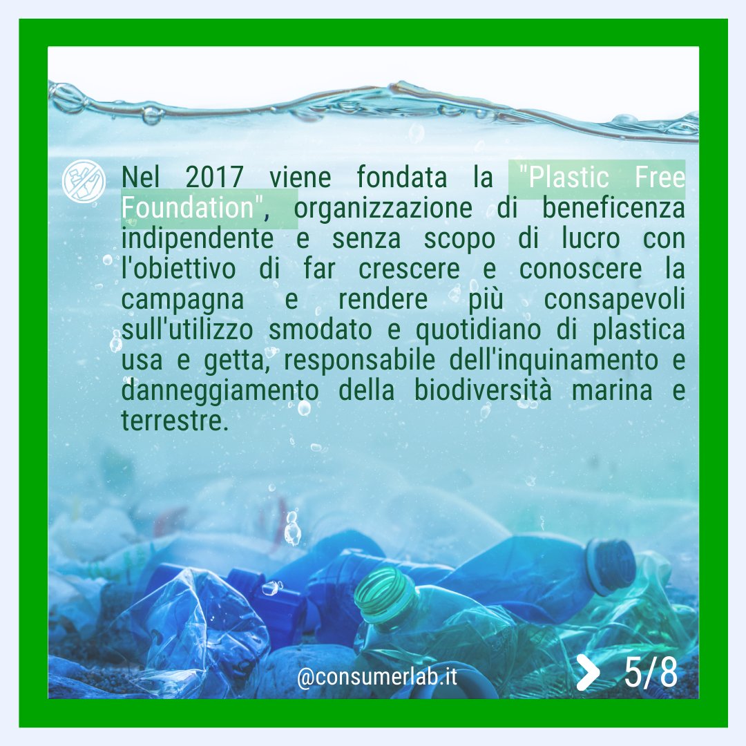 ♻️Il "Plastic Free July" o “Luglio Senza Plastica”, è un’iniziativa della Plastic Free Foundation che ha come obiettivo un mondo libero dai #rifiuti derivati dalla #plastica.

🗓L'iniziativa nasce nel 2011 ed è attualmente una delle campagne eco-friendly più importanti.