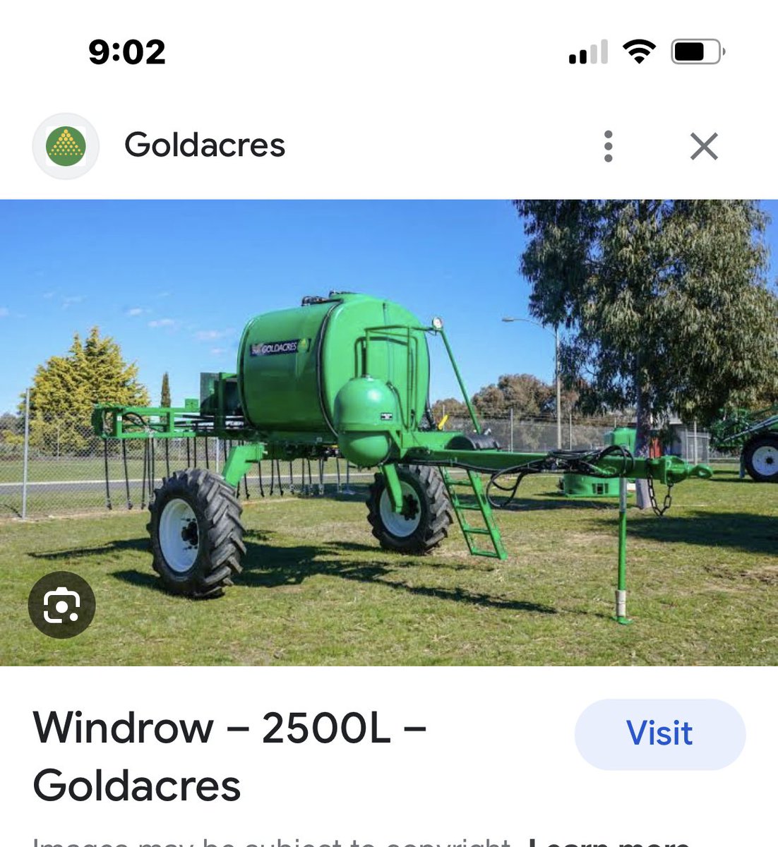 Does anybody know of a windrower trailing sprayer for sale?
