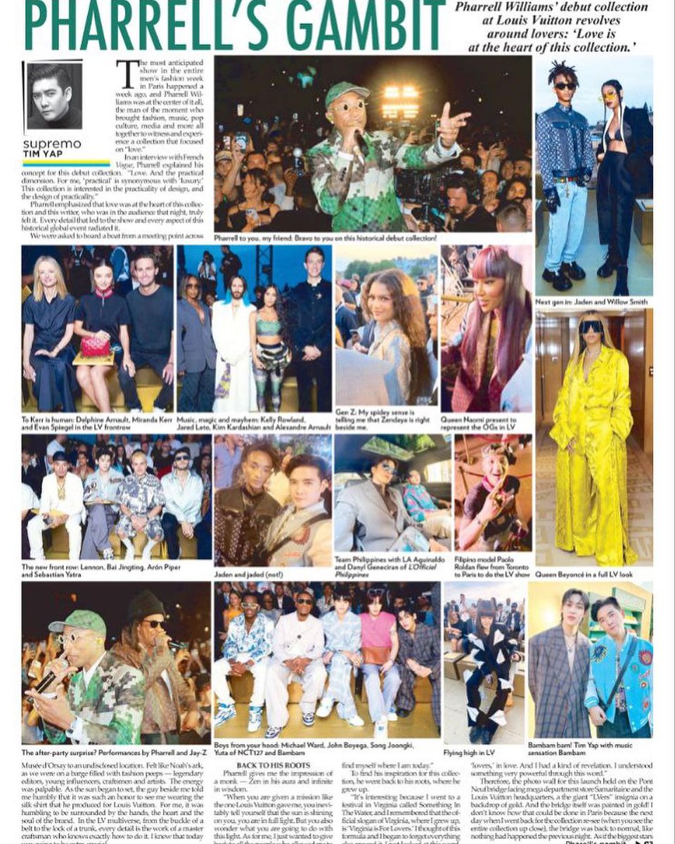 [ officialtimyap's IG ]   

Check out my column today in @philippinestar on LV @ parisfashionweek @ philippinestarlifestylesection.

#BamBamxLouisVuitton 
#LouisVuitton #LVMenSS24 
#BamBam @BamBam1A
@LouisVuitton