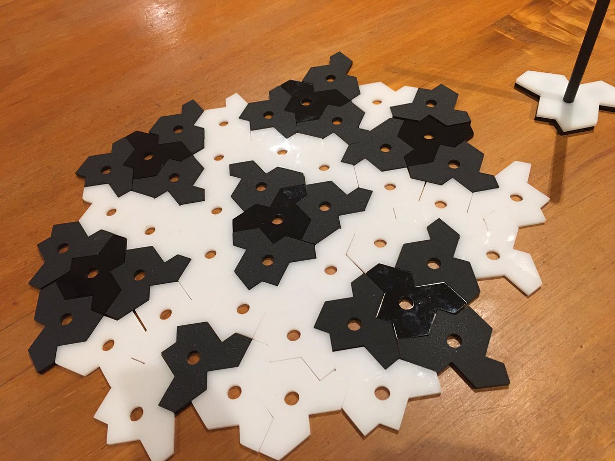 Enjoying playing with 2023’s newly discovered mathematical shape: the einstein tile. The first single tile that does not create a periodic pattern.