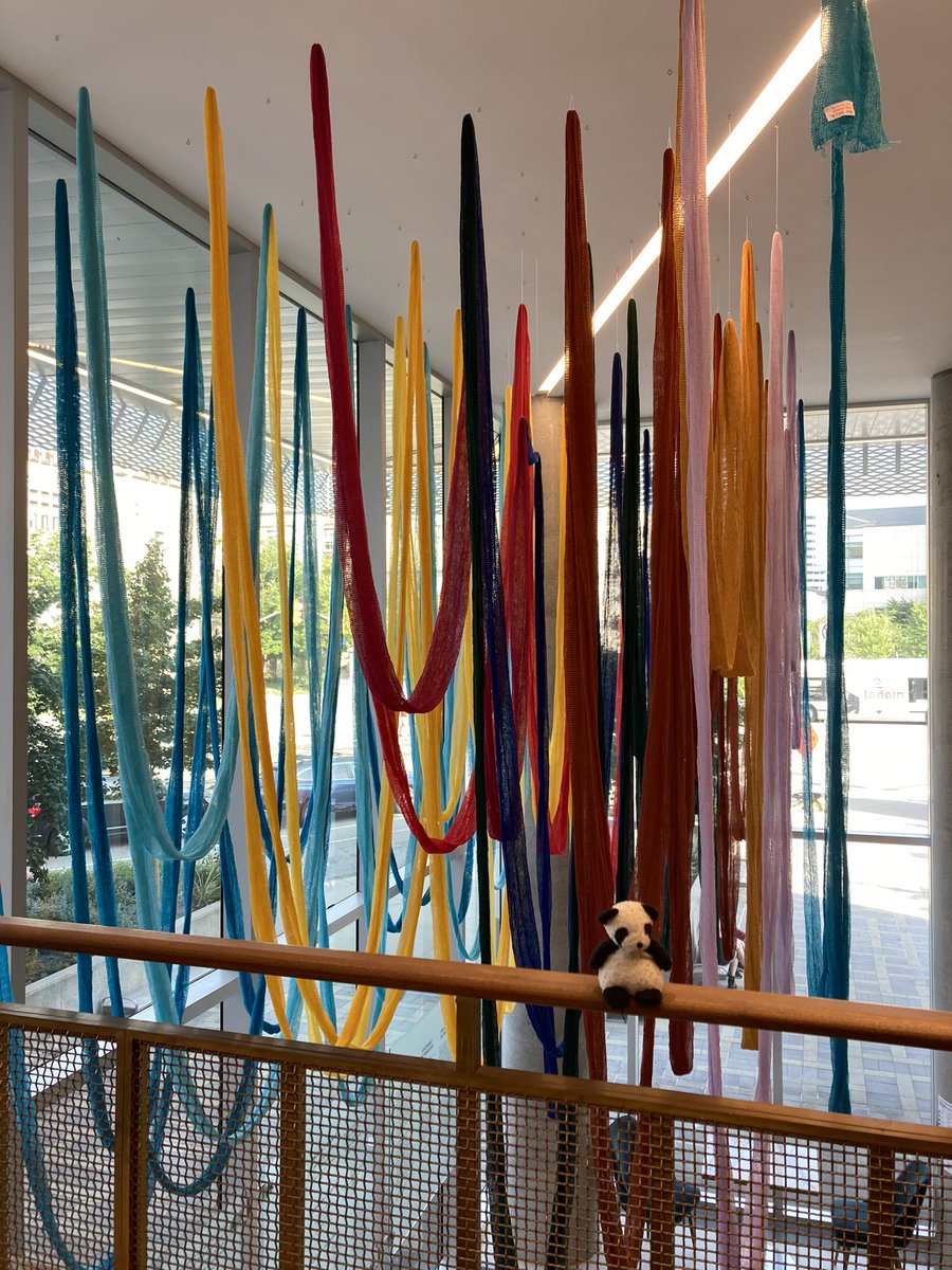 Adventure_Gauss's tweet image. Last night my human and I did yoga at @OttawaArtG My favourite pose is shavasana. We also saw this amazing art piece which is the result of the knitting machine that we saw last year. #yoga #knitting #knittingmachine @greta_grip