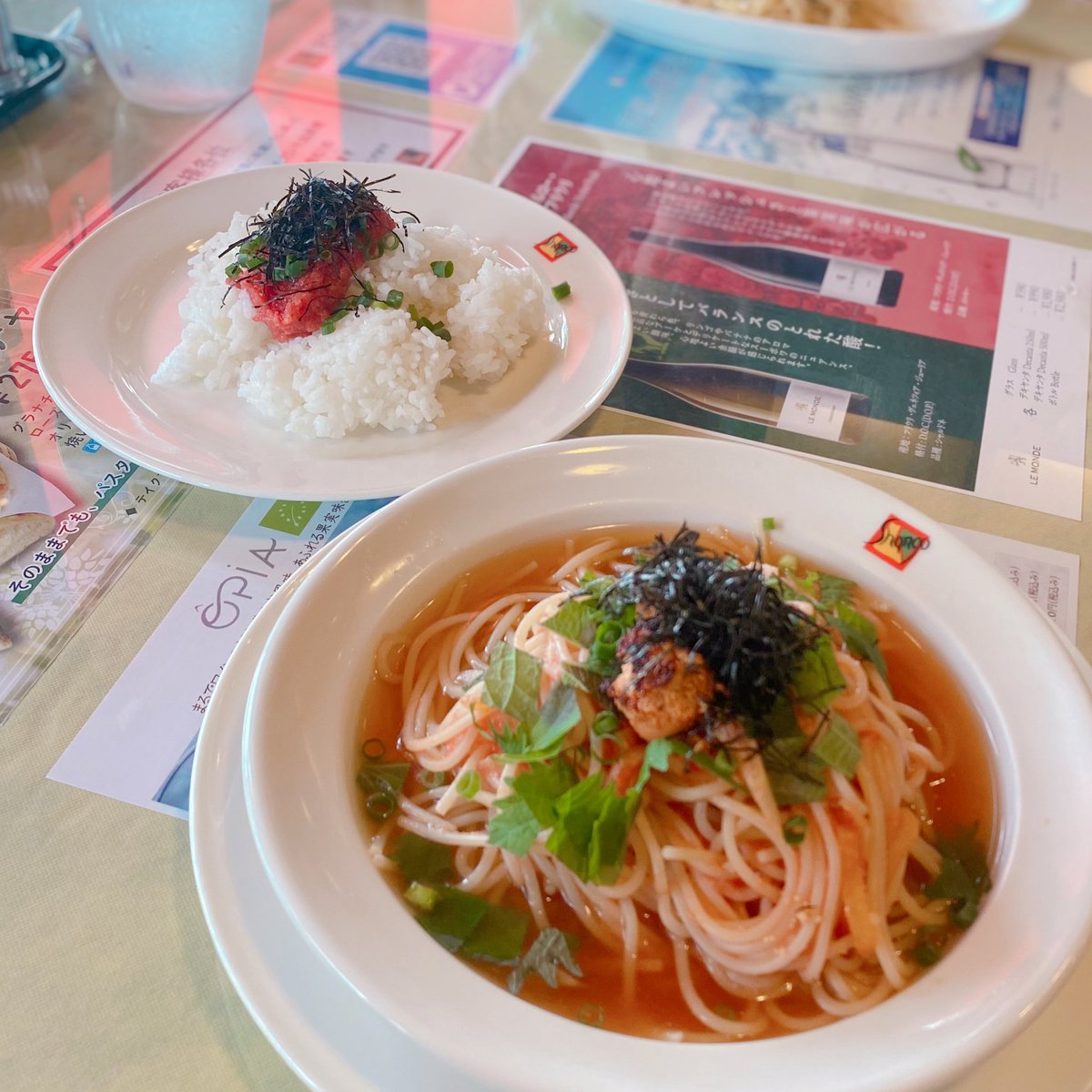 【老舗イタリアンで明太子ライス🍚】
元祖高崎パスタのシャンゴに来ました

お目当ては｢キングオブパスタ｣に出品された期間限定の明太子パスタ🍝

トッピングにたくあんが入っています😳
パスタなのにセットのご飯に合うという斬新さ👏

お近くの方はぜひ一度食べてみてください✨