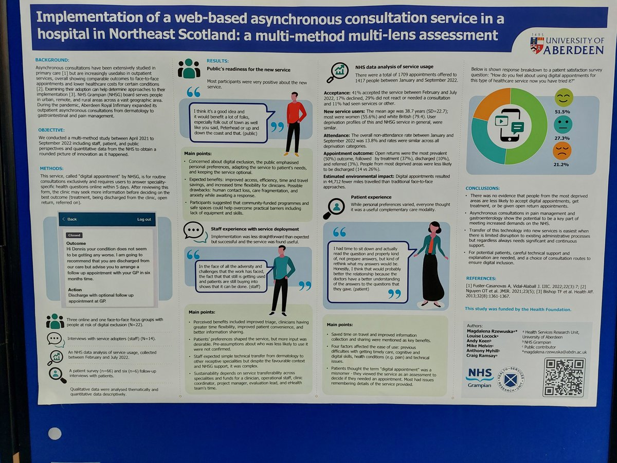 📢#HSRUK2023 conference wraps up with a resounding call for collaboration, innovation, and equity in health services research. A special shout-out to Peter from the HSRU PIP group for his invaluable presence at the conference this year!🙌 #AsyncConsultations #PPI @hsru_aberdeen
