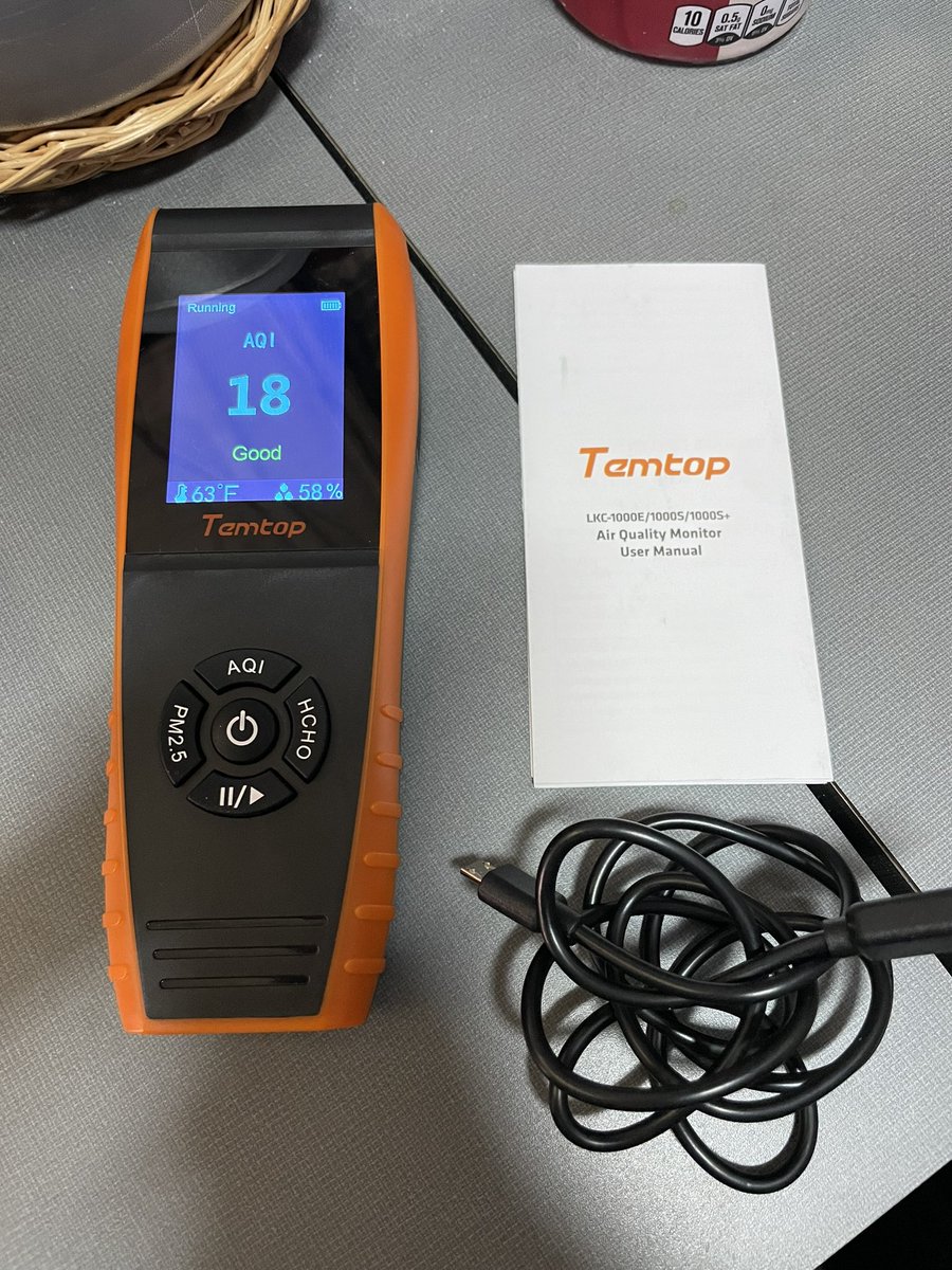 AJ_Mast_WX's tweet photo. Our new handheld air quality monitor has arrived
… let’s just hope we won’t have to be using it too much the rest of this summer 🙄 #PAWX #AQI #Temtop https://t.co/f0Ss17RIcW
