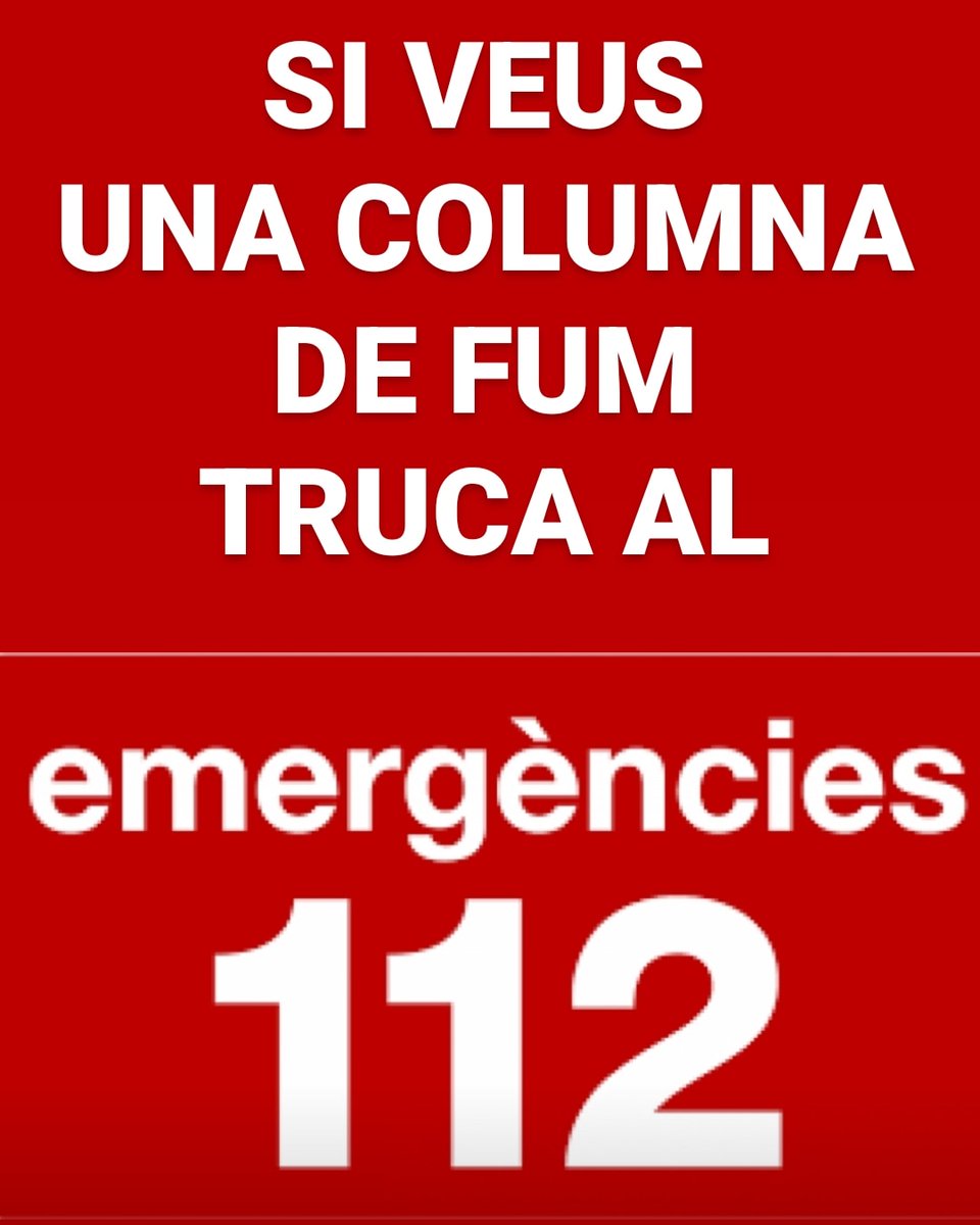 adfforestec's tweet photo. Si veus una columna de fum, truca al 112 (emergències)

#emergencies #photooftheday 
#112 https://t.co/cqPsAtEkOk