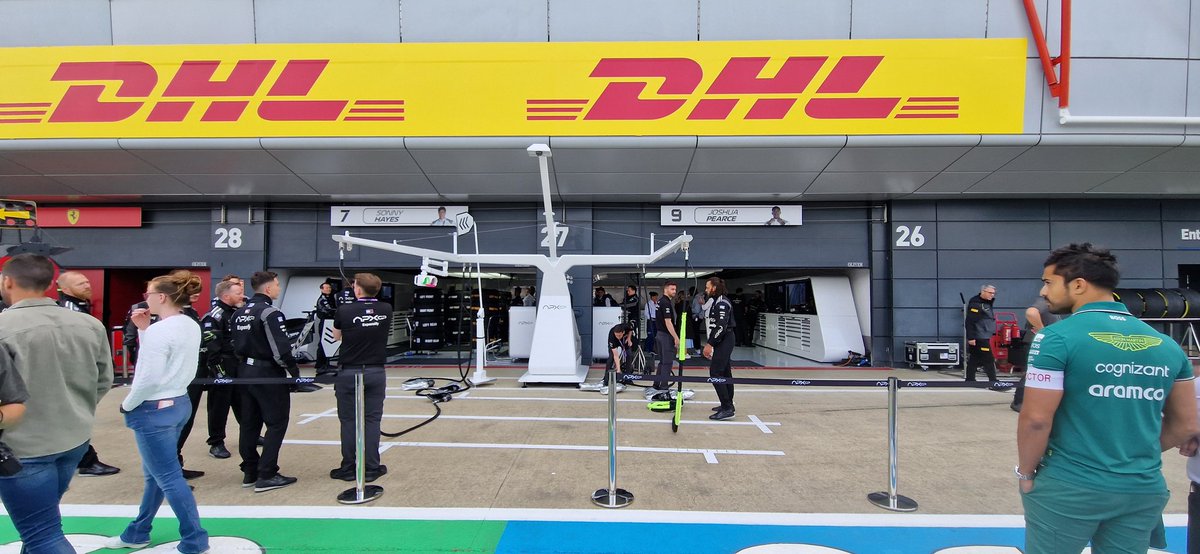 bolscher_jan's tweet photo. Eleven teams present this weekend in de pitlane in Silverstone. Apple is shooting for the upcoming F1 movie. The fictional team 'Apex' has a real garage and hospitality. #F1 #BritishGP https://t.co/Mx4GVGgIap