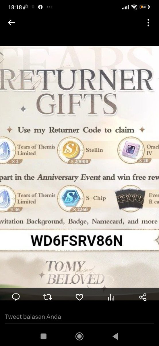 Loys200's tweet photo. @TearsofThemisEN Feel free to use my code:)))

WD6FSRV86N https://t.co/QNFH4hS15Y