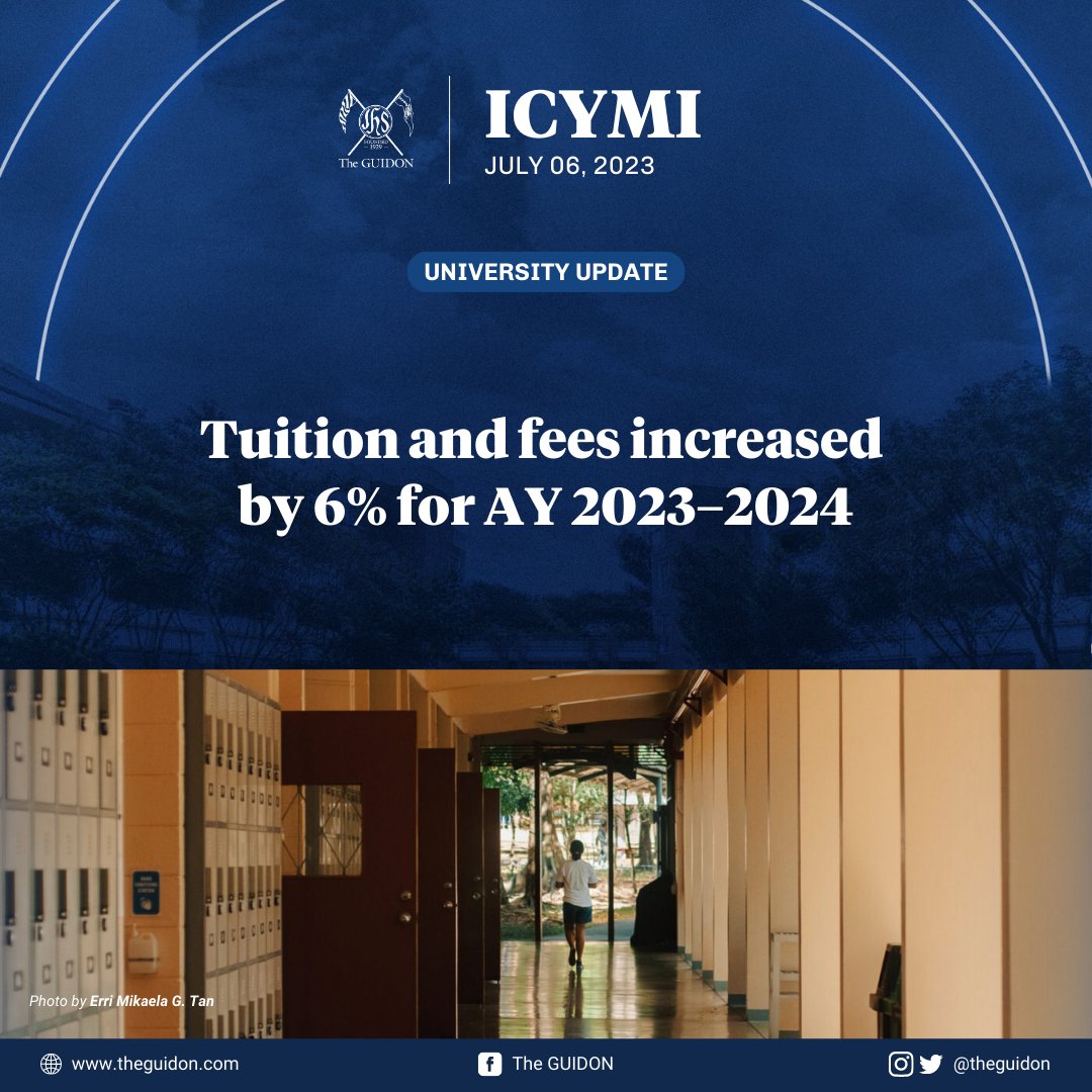 TheGUIDON's tweet photo. UNIVERSITY UPDATE: The Office of the Vice President for Higher Education confirms a 6% hike in tuition and fees for AY 2023–2024. This comes after preparations initially discussed in last February's Magtanong sa VP at mga Dekano forum. https://t.co/0XOBumkCLp