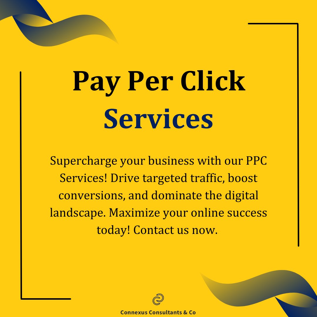connexus_co's tweet photo. Pay-per-click (PPC) services are a form of online advertising where advertisers pay for each click on their ads. It offers targeted visibility, immediate results.

Contact Us:
📞 +203 086 7716
🌎 https://t.co/iSa8cnf2Gq

#ppc #seo #digitalmarketing #connexusconsultantsco https://t.co/O1NNdUeieU