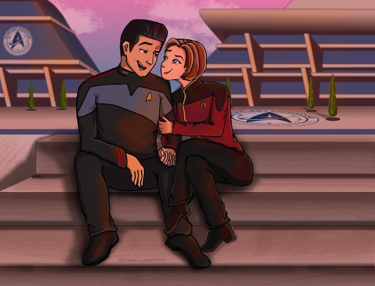Amalgam000_JC's tweet photo. After all is said and done... enjoying the sunset (and each other's company) at Starfleet Command... 🥰❤️
#StillHopeful #SaveStarTrekProdigy #StarTrekProdigy #JanewayxChakotay #JCdeservedbetter #StarTrekVoyager #StarTrek #fanart #ProdigyFanart #CreativeProcrastination #JCfanart https://t.co/PKO93LQWvv