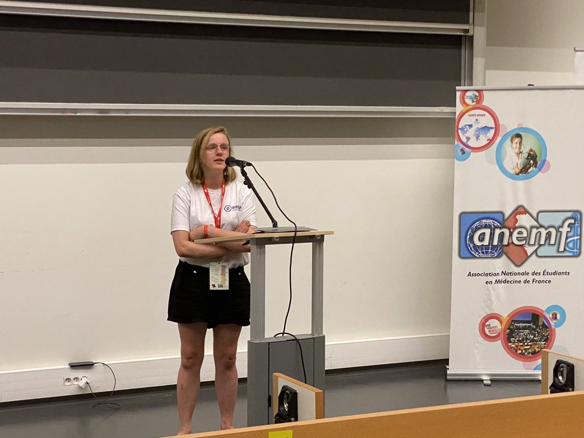 Intervention pour présenter l'<a href="/IFMSA/">IFMSA</a> aux congressistes par Lucie Colomb, étudiante en médecine en Autriche et Vice-President for Members.