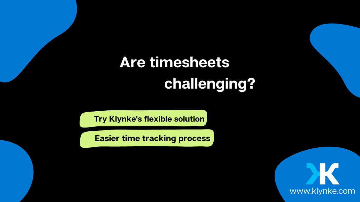 💡Timesheets - a burdensome task?

Finding #timesheets boring, time-consuming, and frustrating is not uncommon. To address this, we at Klynke offer flexible timesheets that align with today's work and tasks.

✅Try our 30-day free trial without commitment👉klynke.com