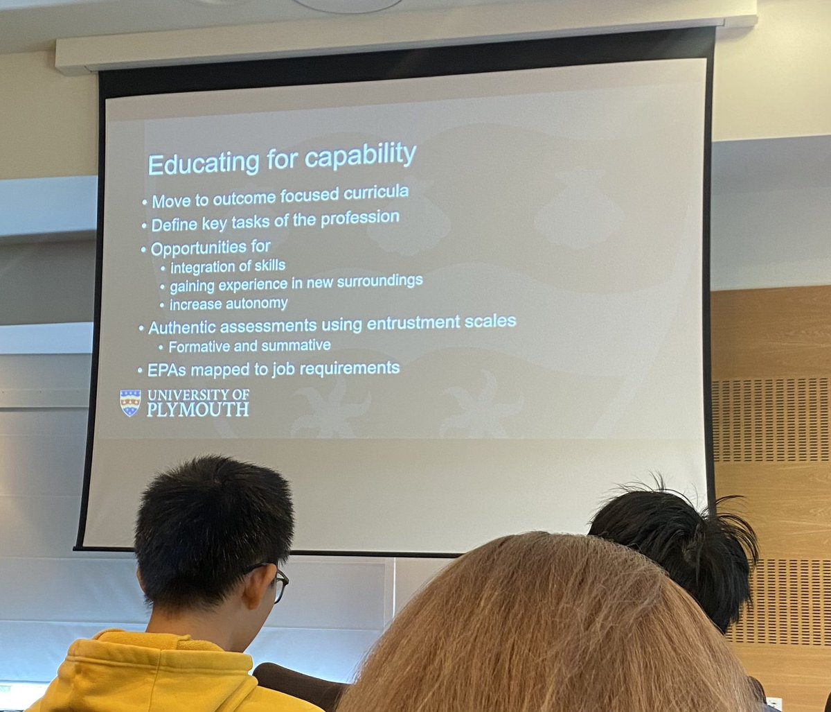 (Competence + competence+ … + competence) x dynamic contexts = capability ?? 

Really interesting keynote from Prof Tom Gale from <a href="/PlymUniCAMERa/">CAMERa</a> at <a href="/VetEd2023/">VetEd2023</a> this year!

Lots of points to think about re preparedness for workplace learning! 🦉