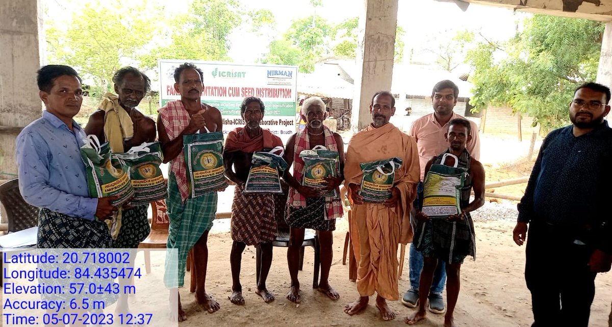 cdaoboudh's tweet photo. Farmer orientation-cum-seed distribution program under Kharif Arhar seed production program (IAP,Pulse Sector 2023-24) in Boudh District conducted by ICRISAT in collaboration with Directorate of Agriculture &amp; Food Production, Govt. of Odisha. @krushibibhag, @5TMoSarkar, @ICRISAT https://t.co/48x2yCDMPb