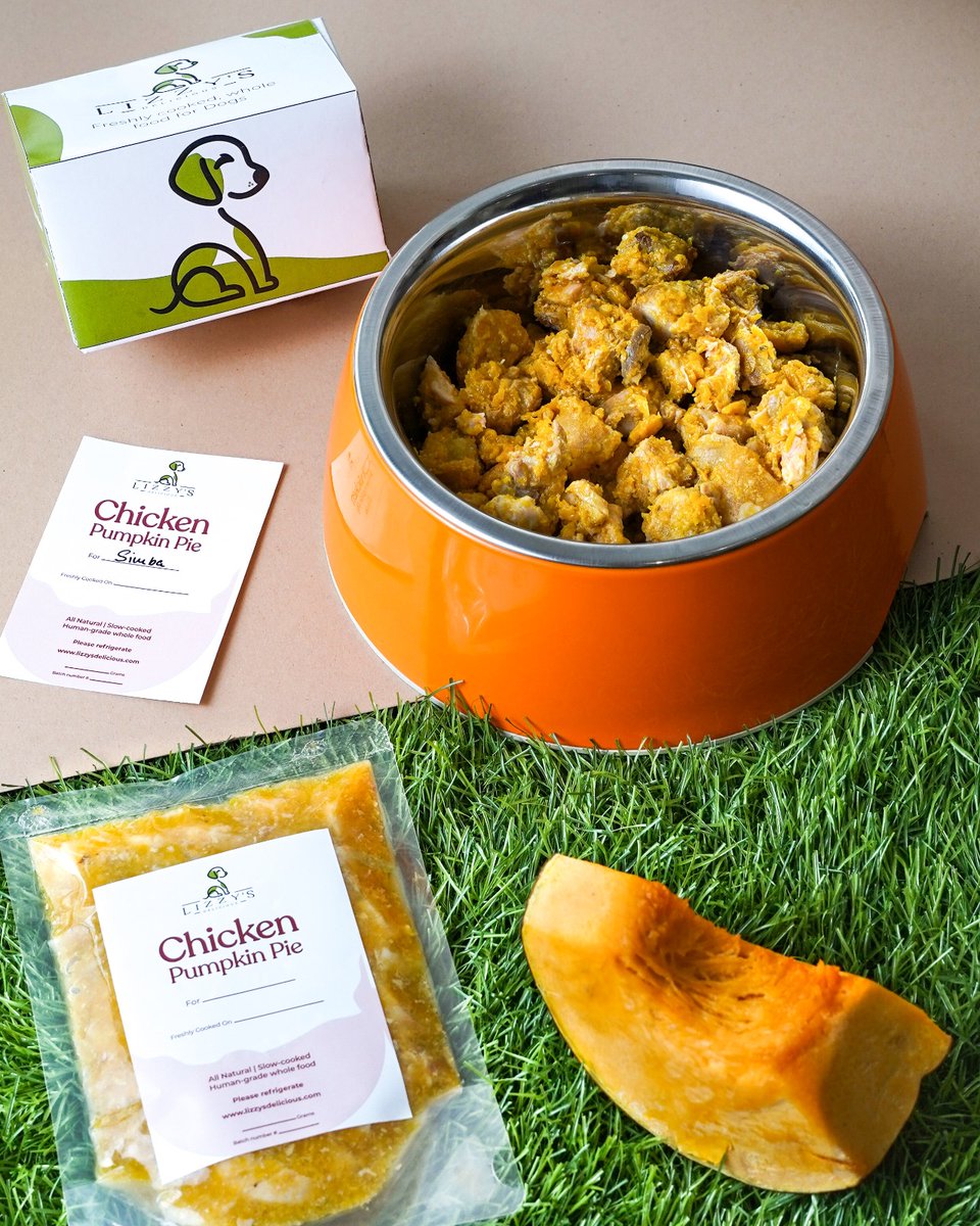 LizzysDelicious's tweet photo. Bringing you three brand new recipes. Because more variety is always fun🐕

*Chicken Pumpkin Pie* - Simple but solid. Highest quality of human grade whole chicken slow-cooked with pumpkin to make a fantastic meal. Loved by dogs of all breeds and ages, this recipe can help (1/n) https://t.co/Ew1N7sjcP8