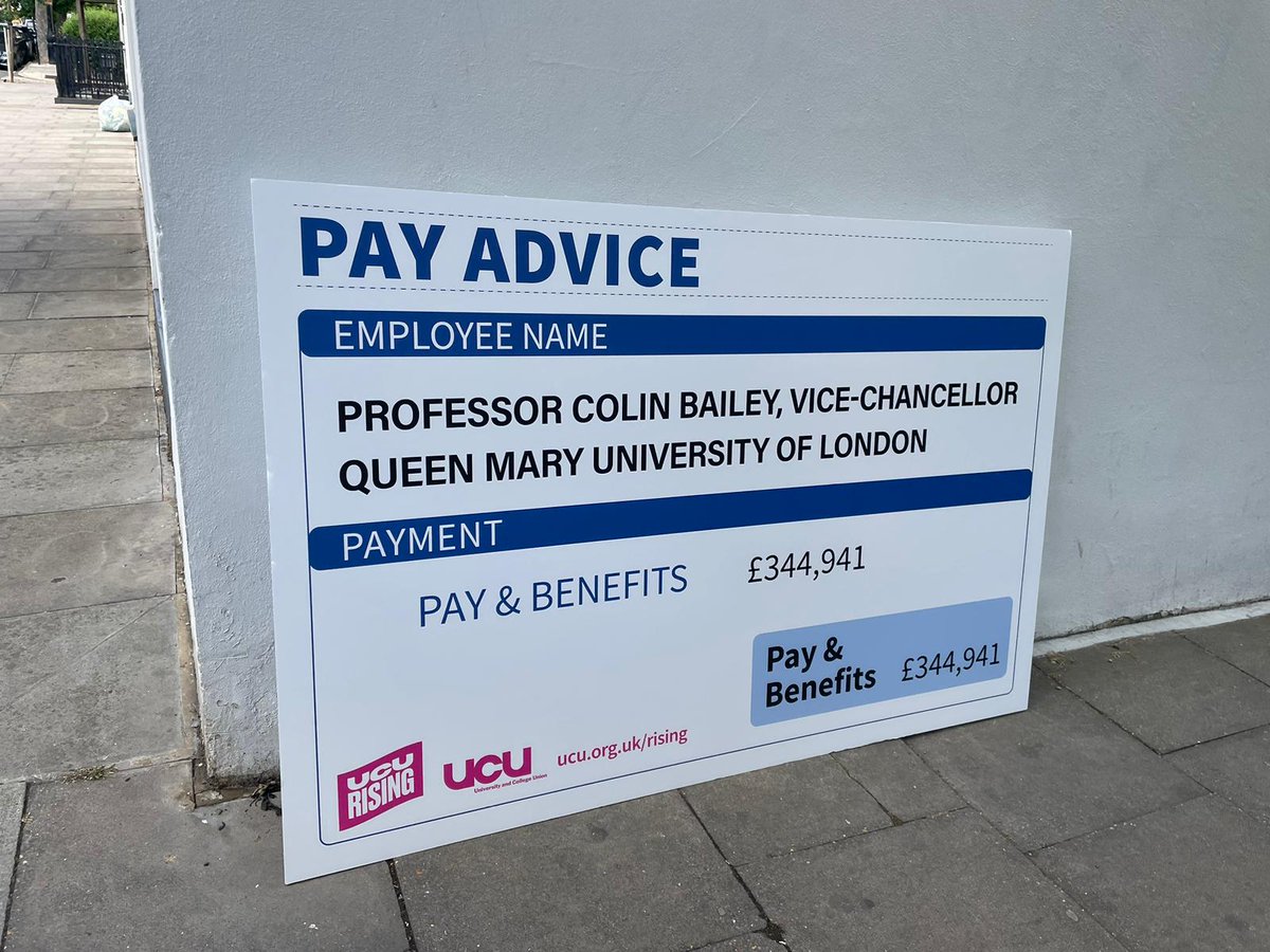 ucu's tweet photo. The UCU battle bus is about to set off 🚌

We’ll be taking our message to the @UniWestminster and @QMUL 📣

We’ve payslips as big as the VC salaries 💰

Employers need to stop attacking staff, settle the dispute and save graduations

#ucuRISING @qm_ucu @ucuwestminster https://t.co/kRWNcdj1hs