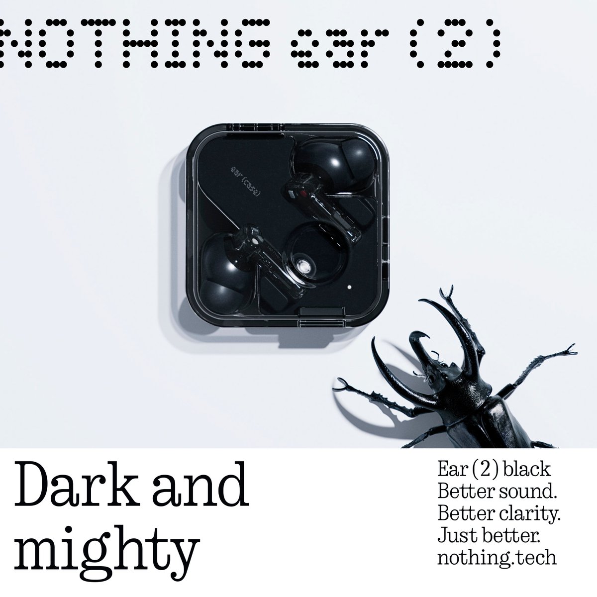 Dark and mighty. Say hi to Ear (2) black. Available for a limited time only at nothing.tech