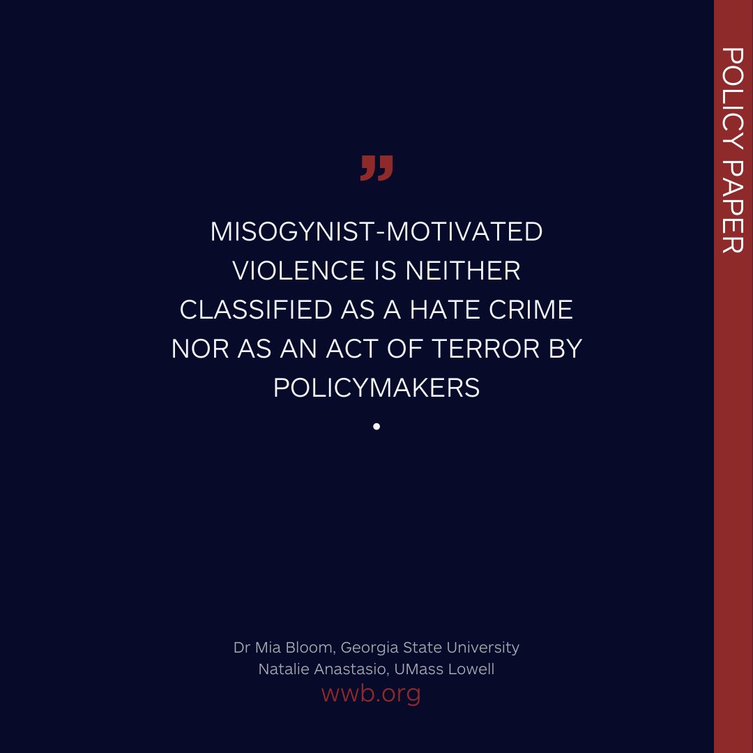 1/3 📚“Weaponised Misogyny” 💡In Policy Paper N°9, violent extremism experts @MiaMBloom & @NatalieAnasta10 highlight an alarming trend in both the online & offline spheres—misogynist extremism—& discuss strategies that policymakers should consider to address this growing threat.