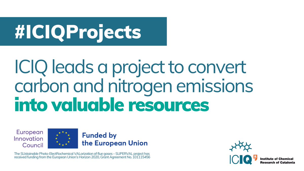 ICIQchem's tweet photo. #ICIQProjects
➡️ ICIQ leads the EU-funded #SUPERVAL project with the goal to converting carbon and nitrogen emissions into valuable resources.
Info 🔗 https://t.co/Z9sjDaTc0o
@somosvareser @fz_juelich @TUeindhoven @UPV @OrchestraSci @20LCA @EUeic
#Horizon2020 https://t.co/KzTKMxtS7l