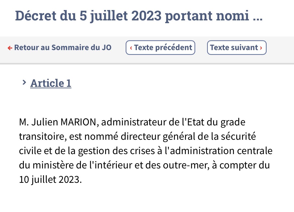 M. Julien Marion nommé à la tête de la DGSCGC 👇