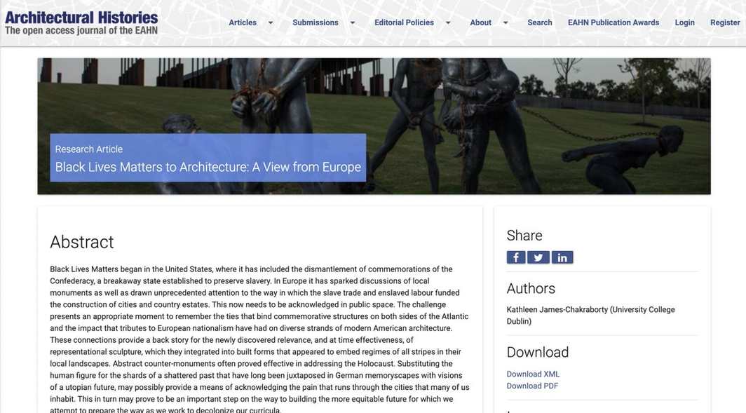 The full text of “Black Lives Matters to Architecture: A View from Europe” by Kathleen James-Chakraborty is available in open-access, thanks to the support of  <a href="/eahn_org/">EAHN</a> and <a href="/openlibhums/">The Open Library of Humanities</a>🤗 #game #Digital3D #ConceptArt   
Original: eahn_journal