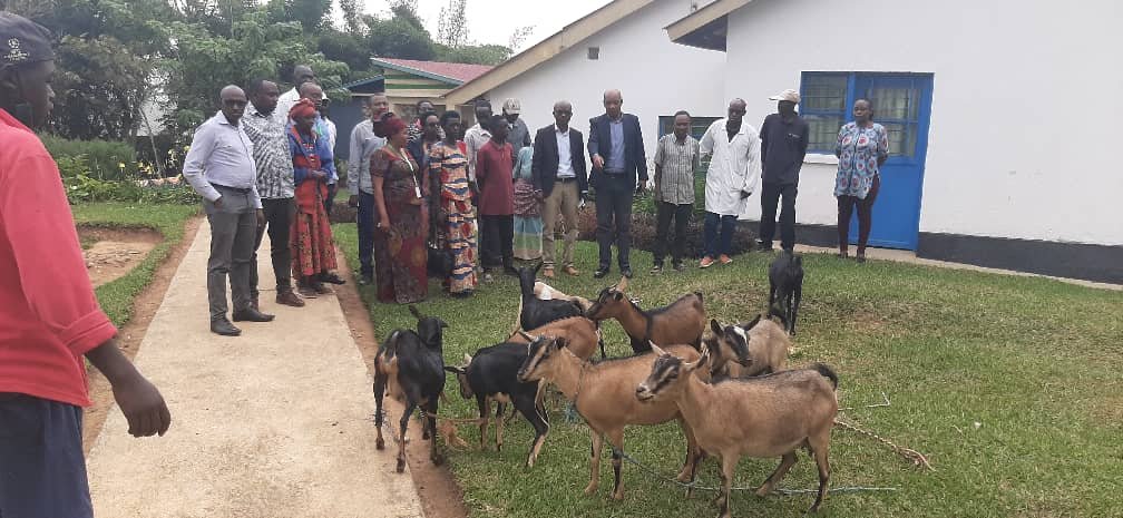 Radiotv10rwanda's tweet photo. Abakozi b'ibitaro by'akarere bya Kirinda biri mu murenge wa Murambi muri @KarongiDistr baremeye abagera ku 10  barokotse Jenoside yakorewe aAbatutsi buri umwe ahabwa ihene, ibiribwa n'imyambaro  mu buryo bwo kubashyigikira. https://t.co/Z19SwmyfE8