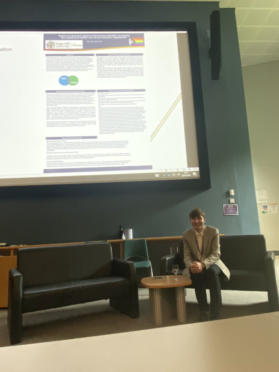 broadhurst_mr's tweet image. Great to discuss my work in progress which is looking at how LGBTQ+ navigating between their personal and professional identities whilst on placement. Thank you @EHU_FOE @j_glazzard @MJFulford #ACRE23
