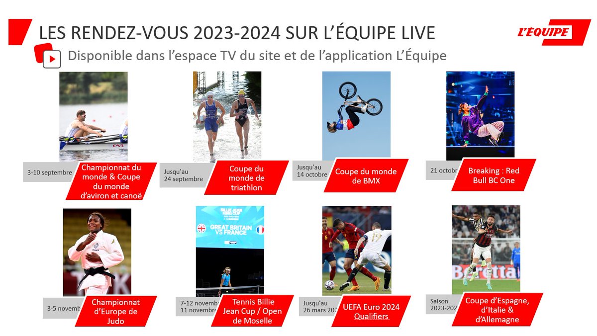 lachainelequipe's tweet image. 📆 Voici vos rendez-vous 2023-2024 sur @lequipe live !

#lequipeLIVE