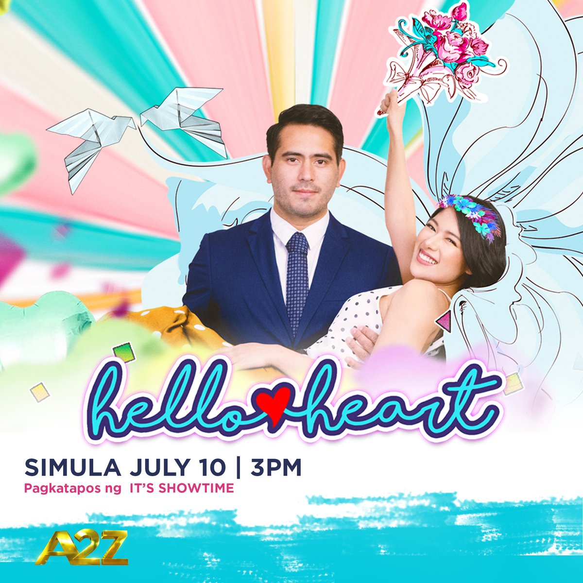 OfficialA2ZPH's tweet photo. Mag-mine at i-add to heart ang love story na magpapakilig sa inyong heart and soul! โค๏ธ
Abangan ang romantic mini-series na #HelloHeart simula July 10, 3PM pagkatapos ng It's Showtime sa #ZuperHapon ng A2Z. https://t.co/C20wClzHDn