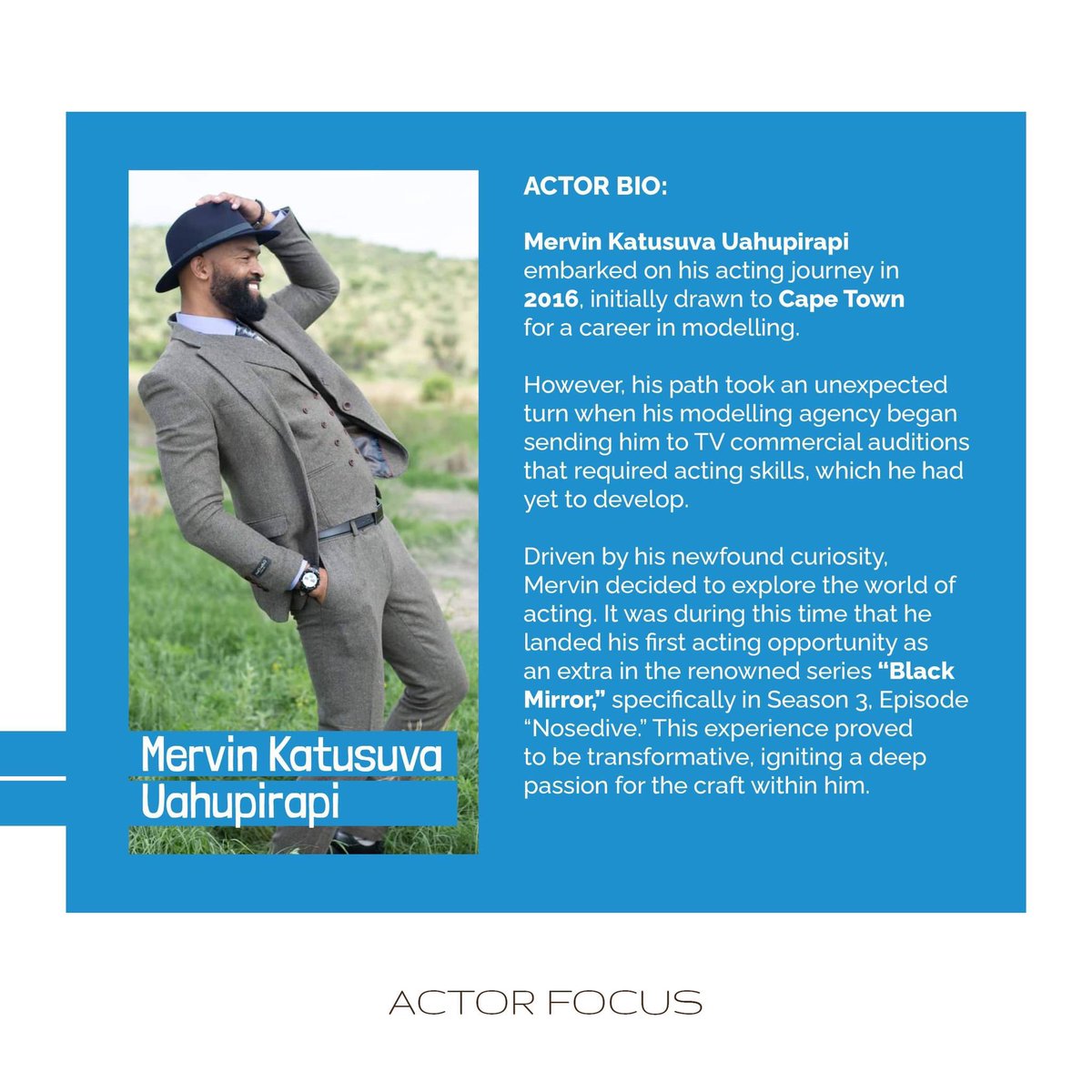 Namibia_F_C's tweet image. We are pleased to inform you that Mervin Uahupirapi aka Cheeze is our #actorfocus for the month of July. 🎬

Which role do you recognize? Comment below. ✨

#nambiafilmcommission #namibianfilm #namibianstories #namibianactors #July