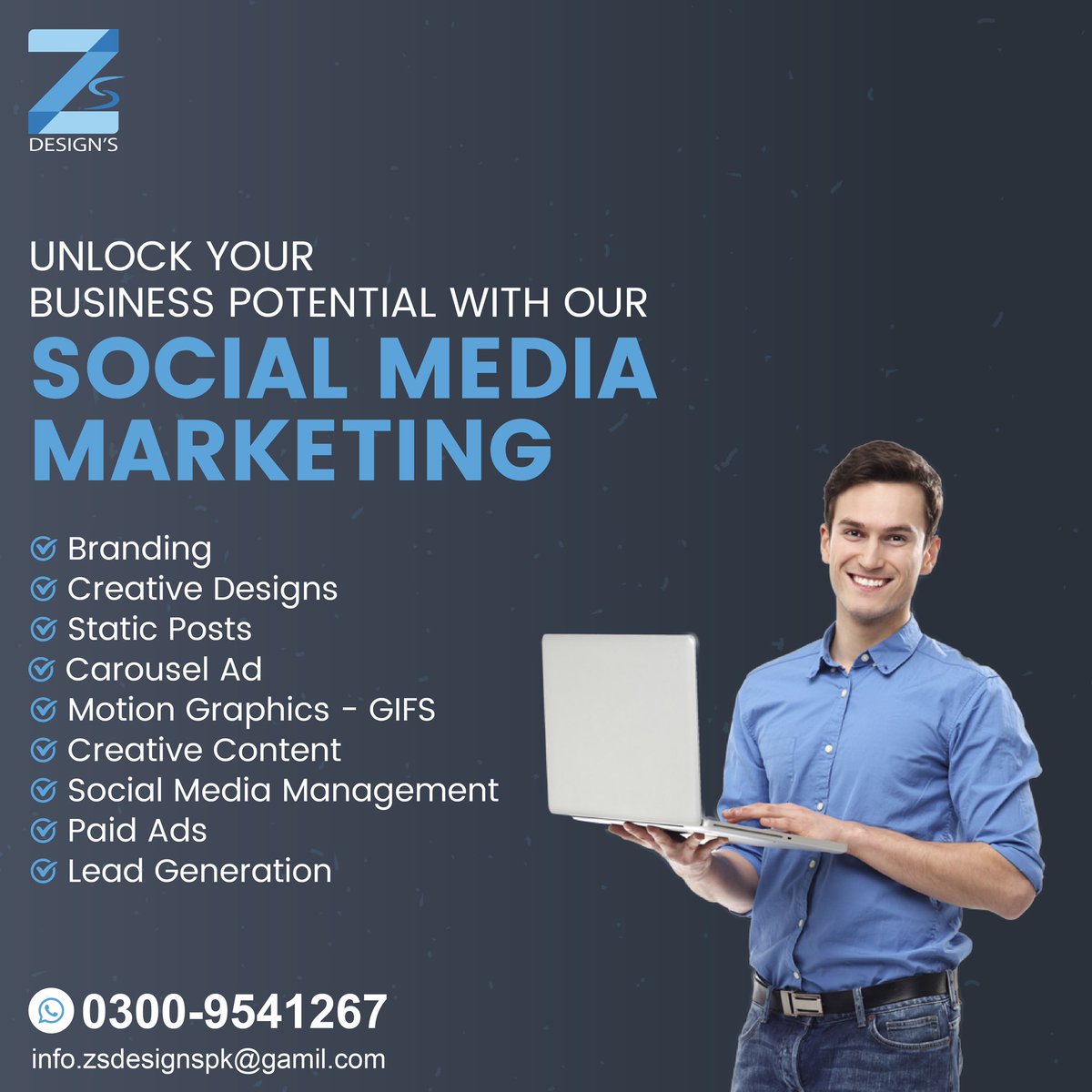 zsdesignspk's tweet photo. Are you looking for Social media marketing? Look no further! 
With us, you'll get top-notch service that will transform your target audience's pain point into desired outcome.

Unlock your business potential with our social media marketing.

+92 300 9541267
 #zsdesignspk https://t.co/O8T3EPeOb0