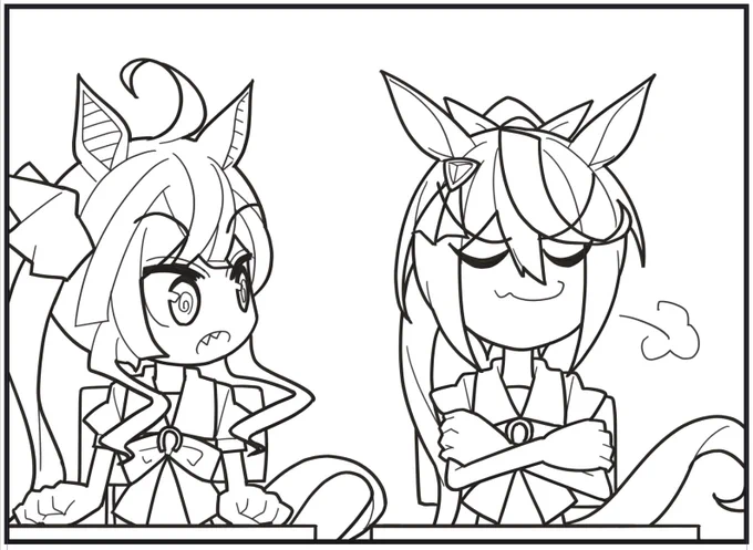 テイオーとターボ師匠の表情いい感じに描けた😊 