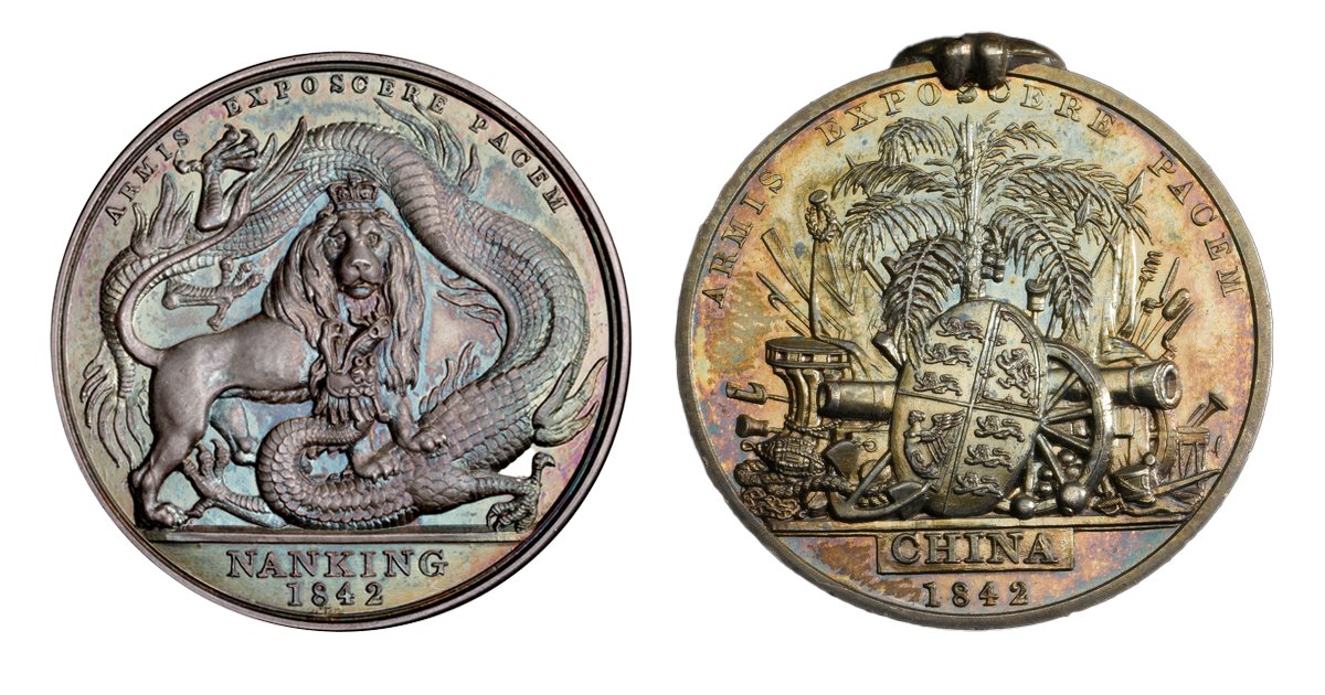 RoyalMintMuseum's tweet photo. The medals depicted here are the initial and final designs for the early 1840s China Medal issued following the first Anglo-Chinese War, both the work of William Wyon.
Read more about the change in design:
https://t.co/JuL86wRCu4
#Museum #History #Medal #Numismatics #Wyon https://t.co/JnGiCmrByd