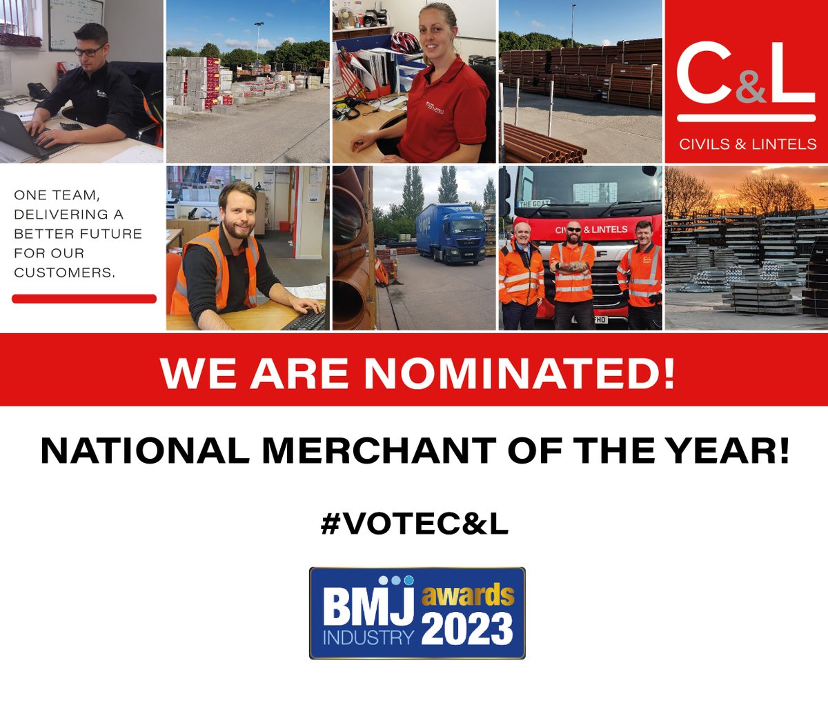 🕒 Last Chance To Vote! 🗳️

There is just one week left to get your votes in for C&amp;L in this year’s Builders Merchants Journal Awards!

We would be exceptionally grateful if you could spare a few seconds to vote for us here:

👉 bmjindustryawards.co.uk/vote/ 

Thank you 🙏