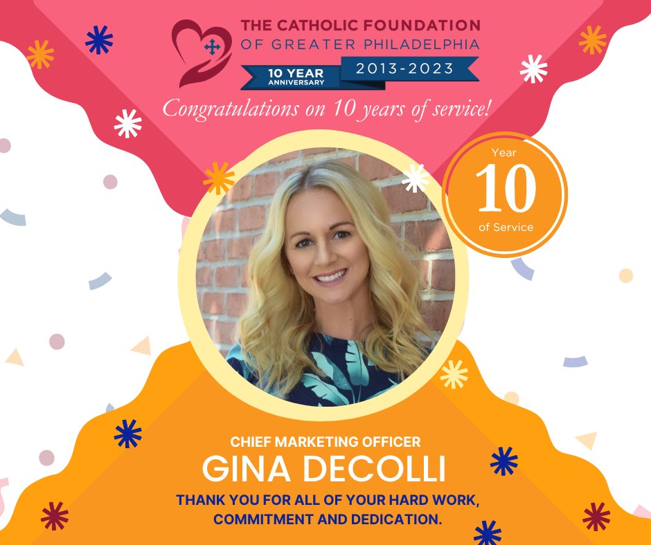 The_CFGP's tweet photo. Please join us in congratulating Gina DeColli, Chief Marketing Officer, on the tenth anniversary of her employment. Thank you for all your hard work, commitment, and dedication to CFGP! Congratulations, Gina!
#CFGP #workhero #employeeserviceaward #CFGP10YearAnniversary https://t.co/rfPjOBuWsa