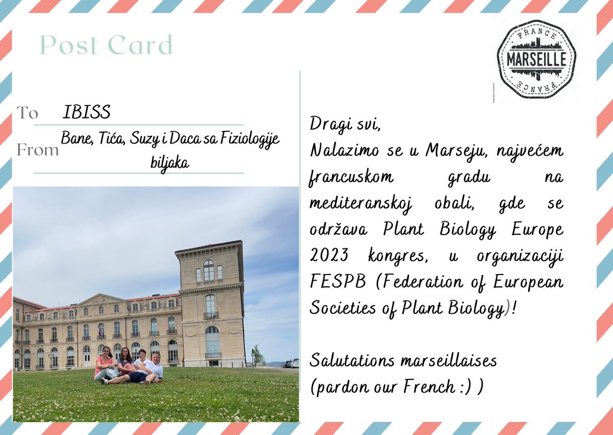 Institute for Biological Research Siniša Stanković (@ibissbg) on Twitter photo New #IBISSpostcard from Marseille 🇫🇷 where our colleagues attended the Plant Biology Europe 2023 meeting <a href="/PBE2023/">PBE2023 - MARSEILLE</a> <a href="/misic_danijela/">Danijela Mišić</a> New #IBISSpostcard from Marseille 🇫🇷 where our colleagues attended the Plant Biology Europe 2023 meeting <a href="/PBE2023/">PBE2023 - MARSEILLE</a> <a href="/misic_danijela/">Danijela Mišić</a>