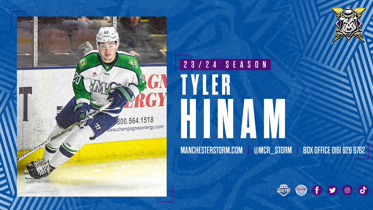 Mcr_Storm's tweet image. 𝗪𝗘𝗟𝗖𝗢𝗠𝗘 𝗧𝗢 𝗠𝗔𝗡𝗖𝗛𝗘𝗦𝗧𝗘𝗥 🙌

Manchester Storm are excited to announce the acquisition of forward Tyler Hinam, most recently of Maine Mariners! ⛈️

➡️🌐 bit.ly/3DkQ8u1

#WeAreStorm | #Manchester