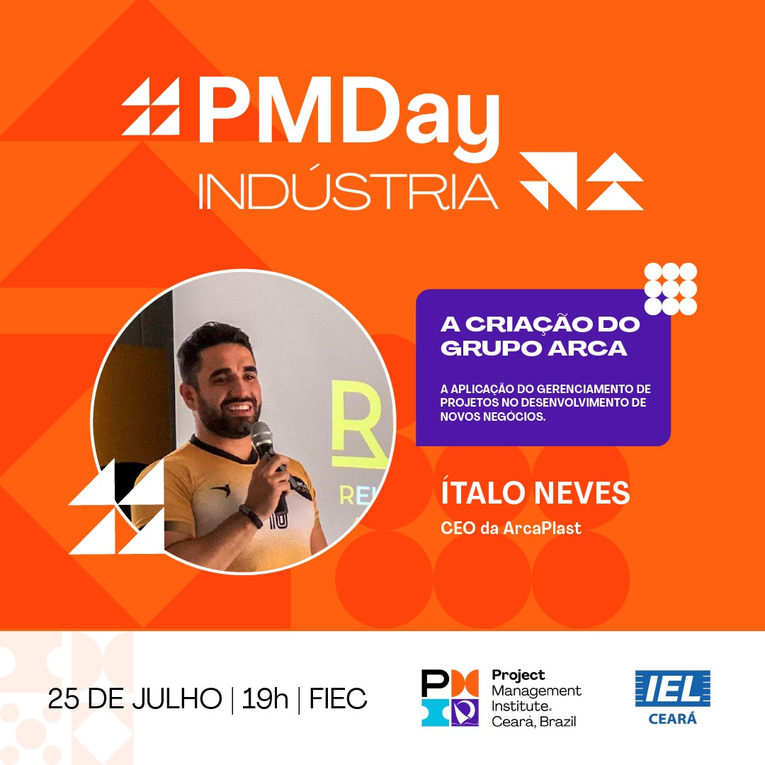 📣 Ítalo Neves, CEO na Arcaplast, é nosso 2º palestrante no #PMDay! 

💼 Não perca sua palestra sobre "Aplicação do gerenciamento de projetos no desenvolvimento de novos negócios". 

🎟️ Inscrições: linktr.ee/PMICE?rdst_src…
